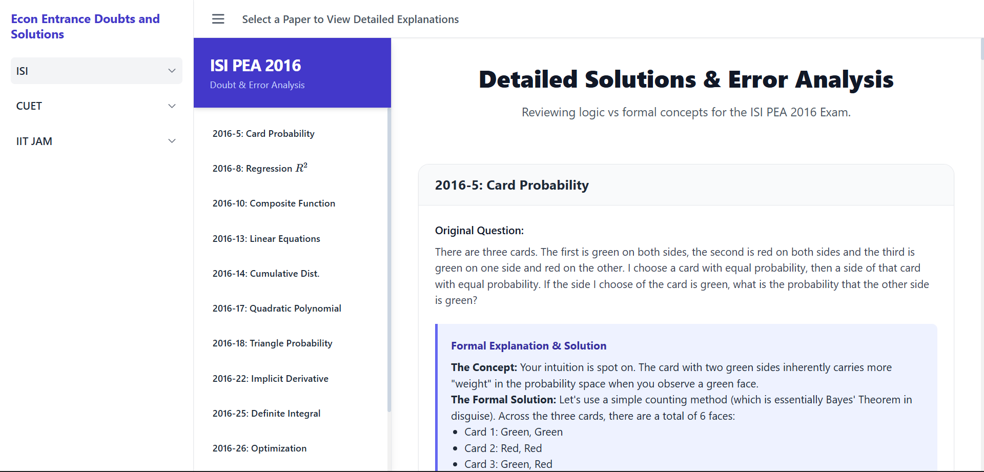 Doubts and Explanations Interface